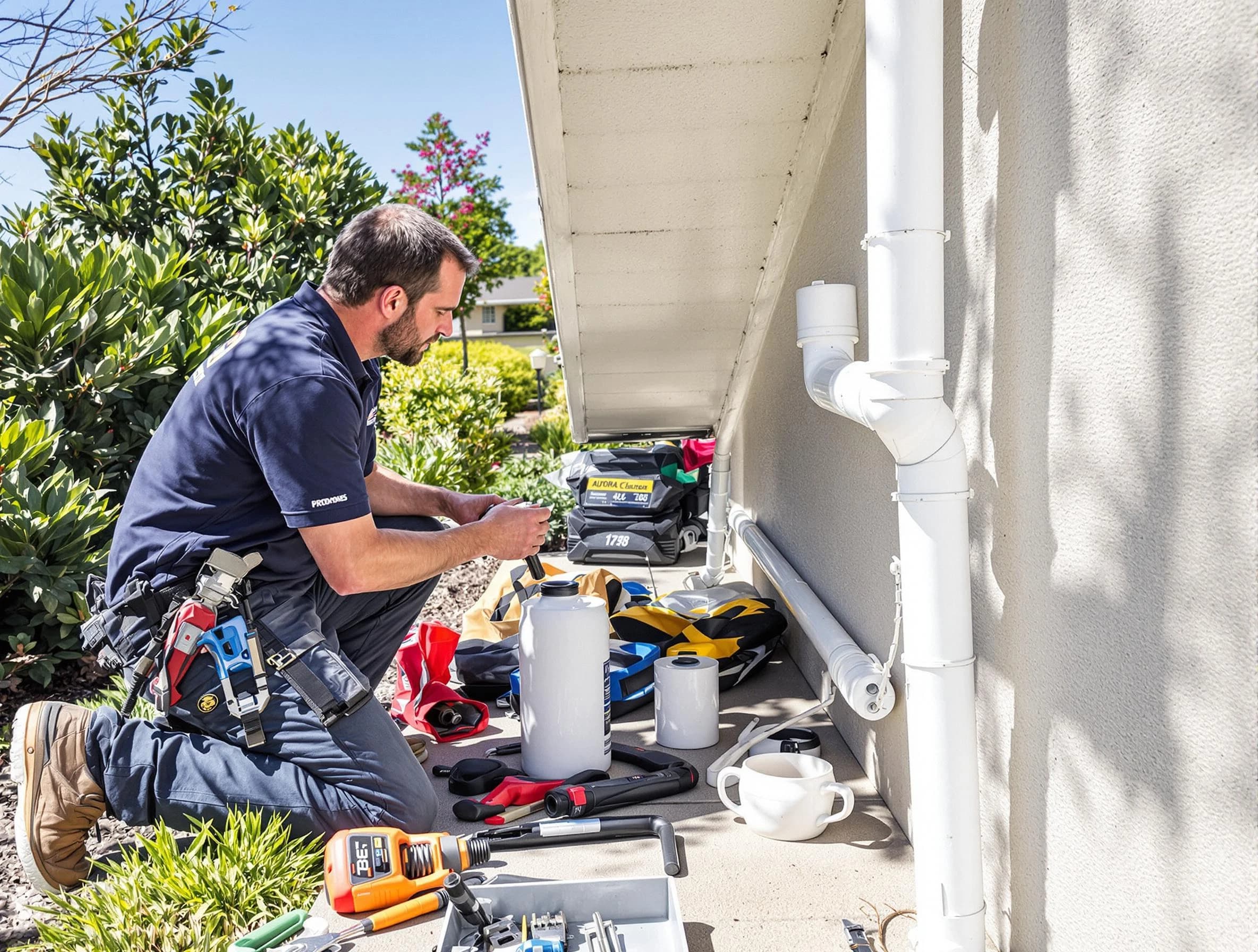 South Euclid Roofing Company expert fixing a downspout in South Euclid, OH