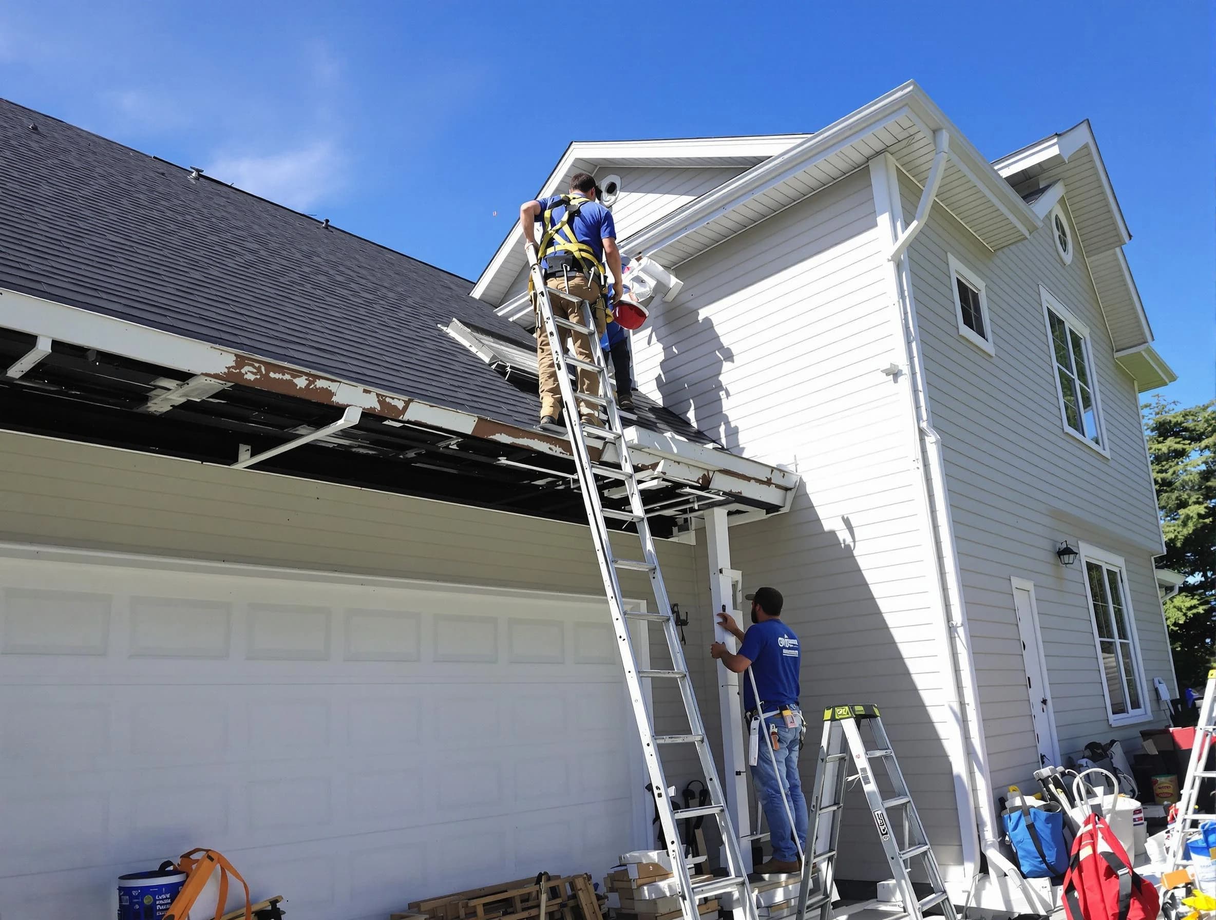 Newly replaced gutters by South Euclid Roofing Company in South Euclid, OH