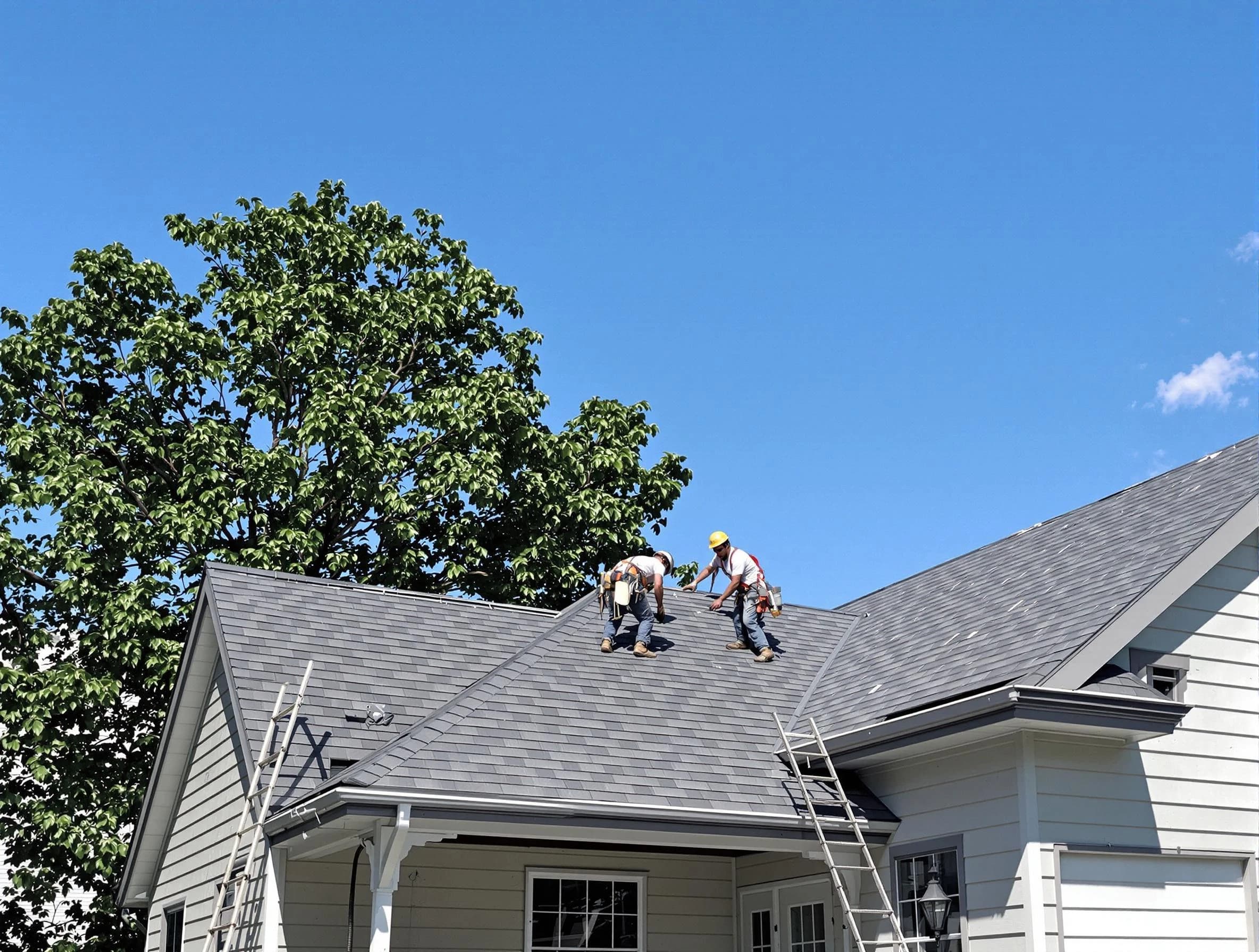 South Euclid Roofing Company crew finalizing a roof installation in South Euclid, OH