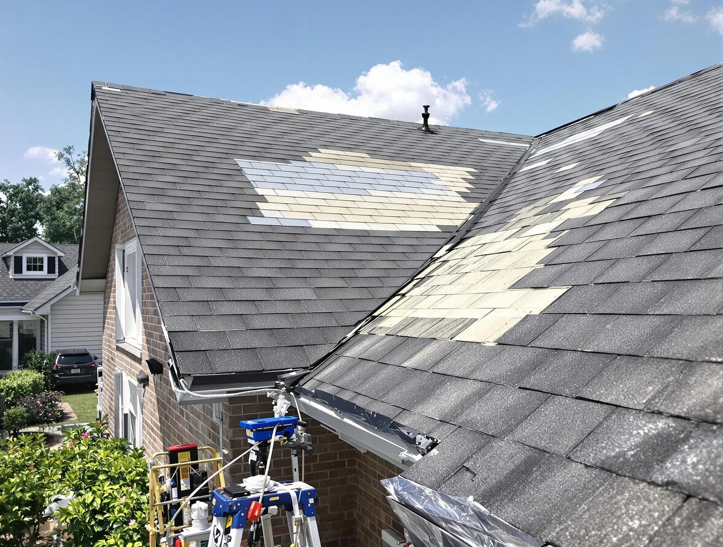 Close-up of roof repairs by South Euclid Roofing Company in South Euclid, OH