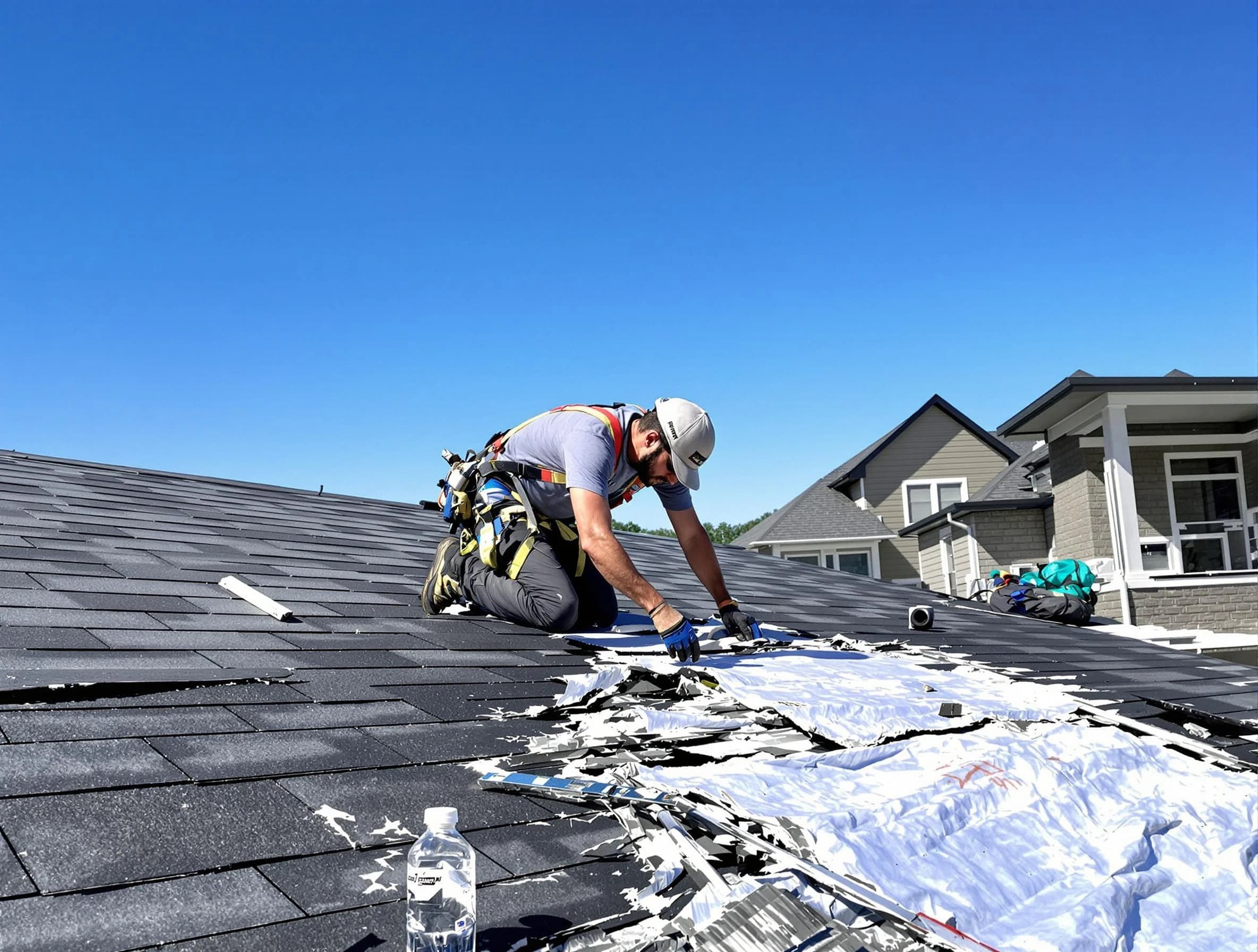 South Euclid Roofing Company repairing a roof section in South Euclid, OH