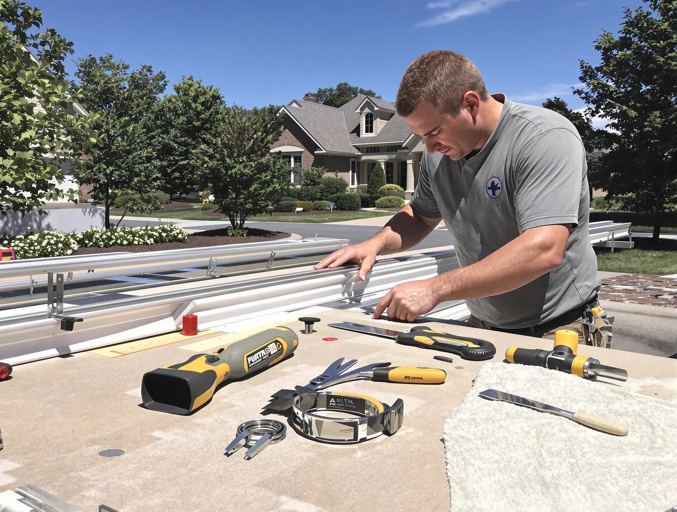 Freshly installed seamless gutter by South Euclid Roofing Company in South Euclid, OH